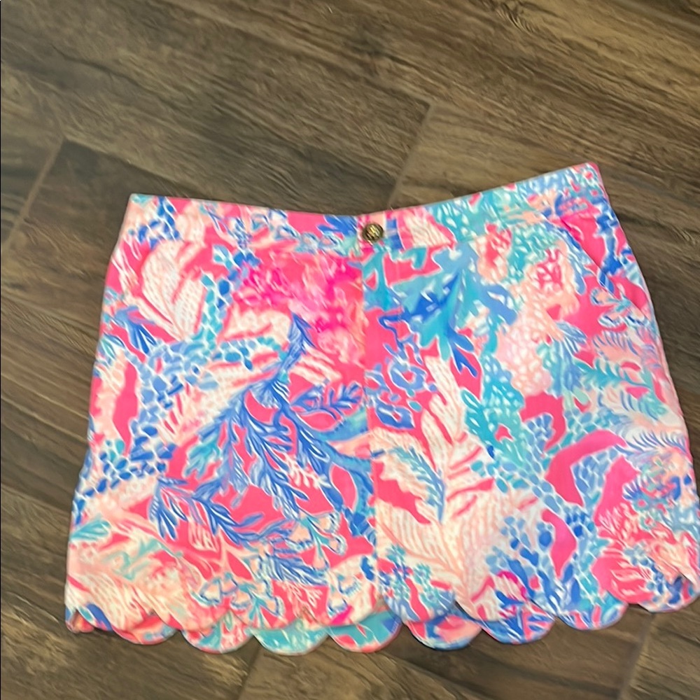 Colorful Scalloped Hem Skort